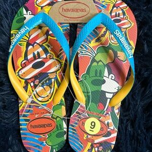 Havaianas Blue and Yellow Cartoon Flip Flops